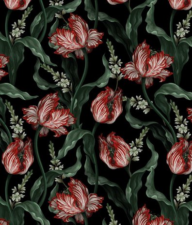 Blumentapete Wild Scarlet Tulips, waschbar Blumentapete Wild Scarlet Tulips, waschbar