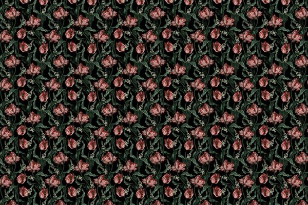 Bloemen behang Wild Scarlet Tulips, afwasbaar Bloemen behang Wild Scarlet Tulips, afwasbaar