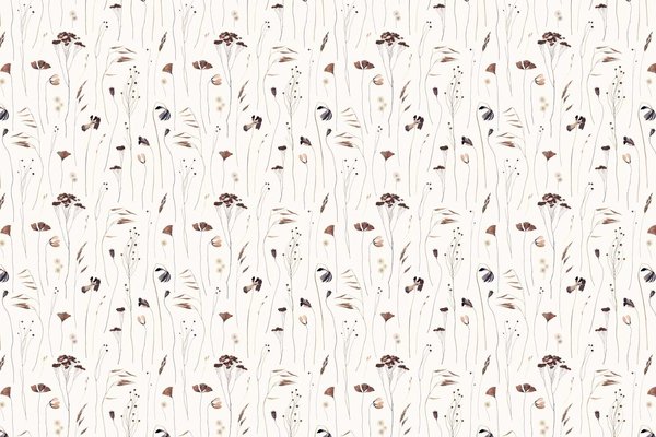 Bloemen behang Meadow Serenity, beige, afwasbaar Bloemen behang Meadow Serenity, beige, afwasbaar