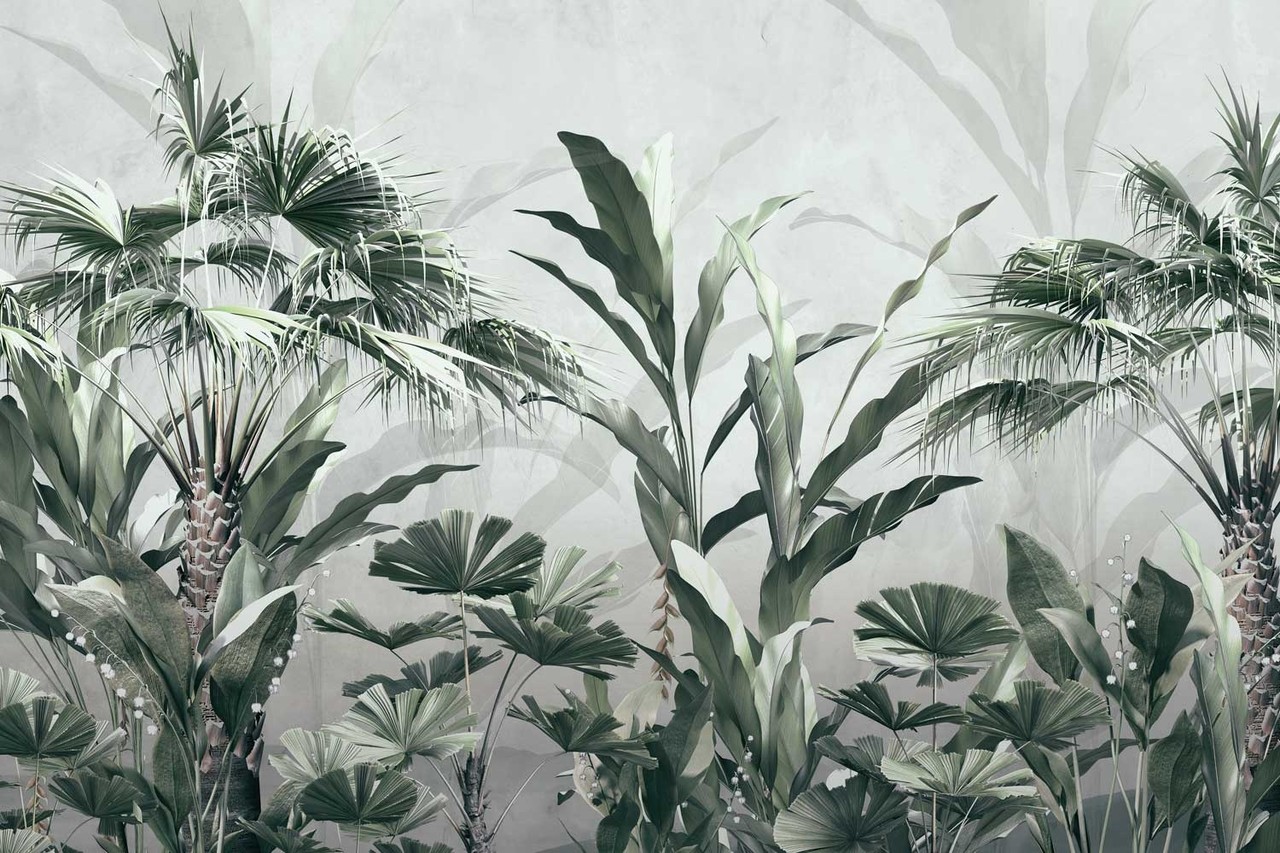 Jungle behang Misty Wilderness, afwasbaar Jungle behang Misty Wilderness, afwasbaar