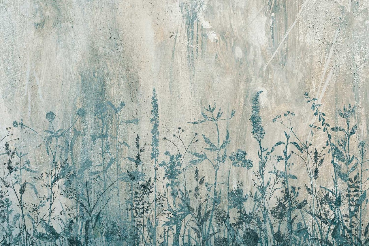 Blumentapete Concrete Flowers, grau, waschbar