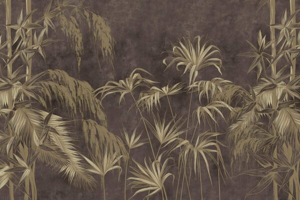 Vintage wallpaper Jungle Vibes, brown, washable