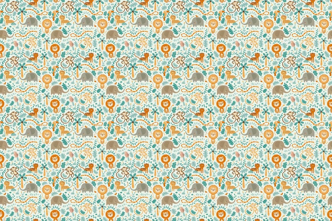 Kindertapete Joyful Jungle Friends, grün, waschbar