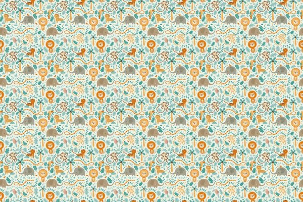 Kindertapete Joyful Jungle Friends, grün, waschbar