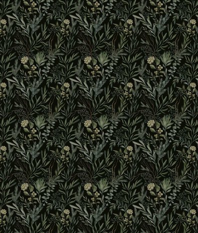 Leaves wallpaper Midnight Olive Leaves, green, washable Leaves wallpaper Midnight Olive Leaves, green, washable