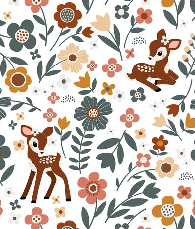 Kindertapete Vintage Deer Delight, waschbar