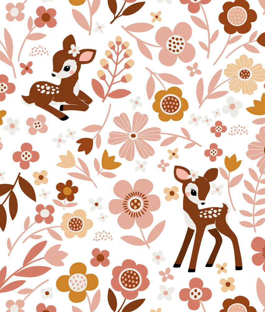 Kindertapete Tiere Vintage Deer Delight, waschbar Kindertapete Tiere Vintage Deer Delight, waschbar