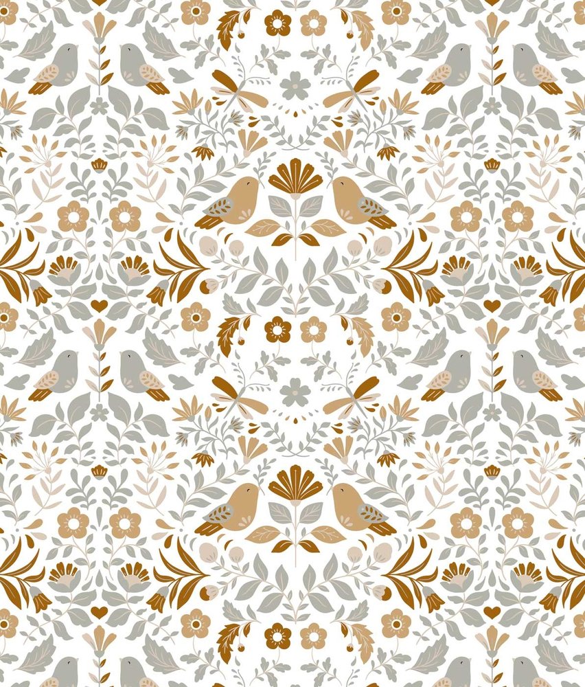 Children's wallpaper Vintage Bird Paradise, washable Children's wallpaper Vintage Bird Paradise, washable