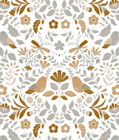 Kinderbehang Vintage Bird Paradise, afwasbaar Kinderbehang Vintage Bird Paradise, afwasbaar