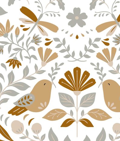 Children's wallpaper Vintage Bird Paradise, washable Children's wallpaper Vintage Bird Paradise, washable