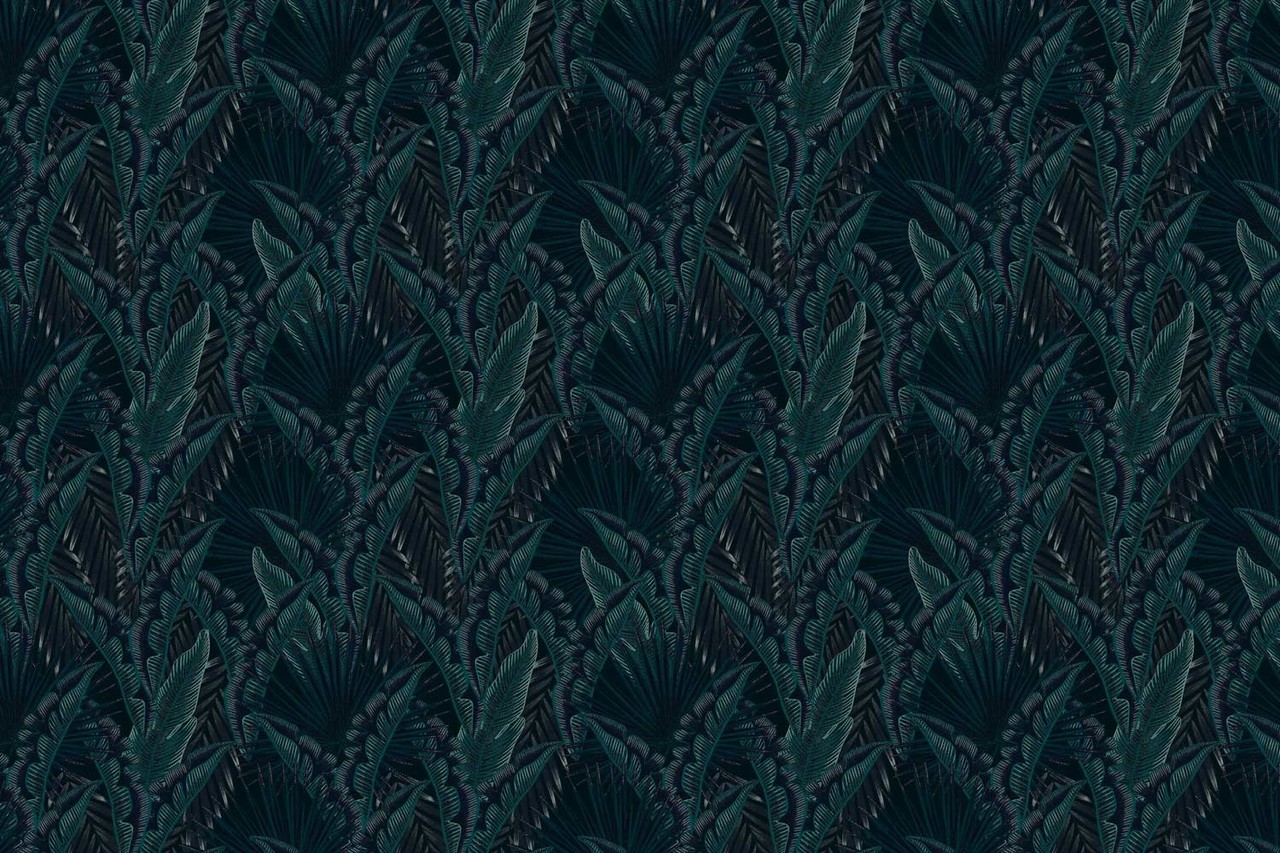 Blättertapete Palm Whispers, blau, waschbar Blättertapete Palm Whispers, blau, waschbar