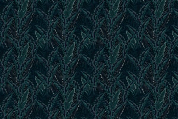 Blättertapete Palm Whispers, blau, waschbar Blättertapete Palm Whispers, blau, waschbar