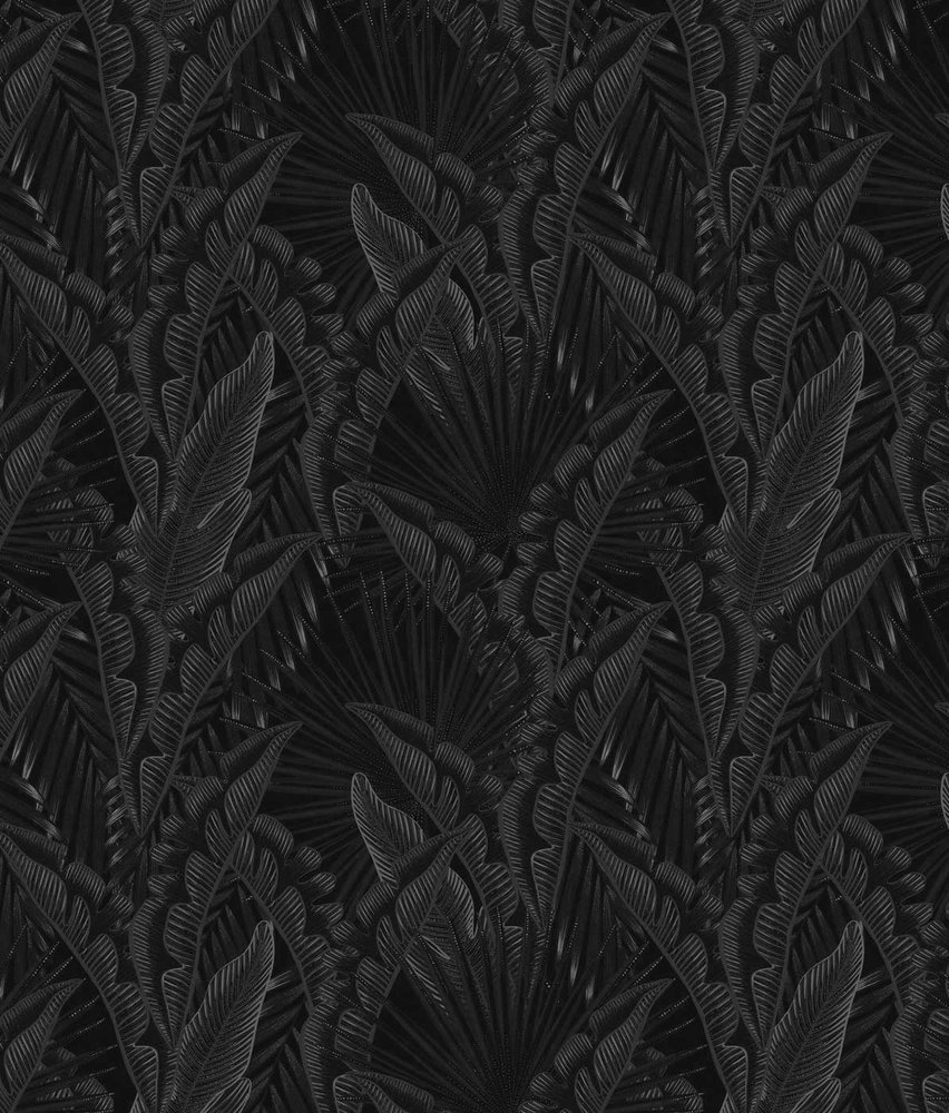 Blättertapete Palm Whispers, schwarz, waschbar Blättertapete Palm Whispers, schwarz, waschbar