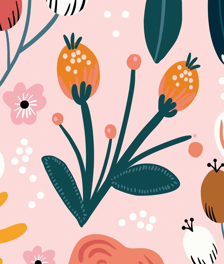 Children's wallpaper Floral Fiesta, pink, washable Children's wallpaper Floral Fiesta, pink, washable