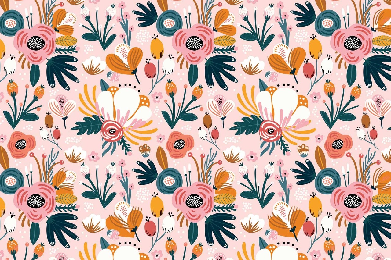 Children's wallpaper Floral Fiesta, pink, washable Children's wallpaper Floral Fiesta, pink, washable