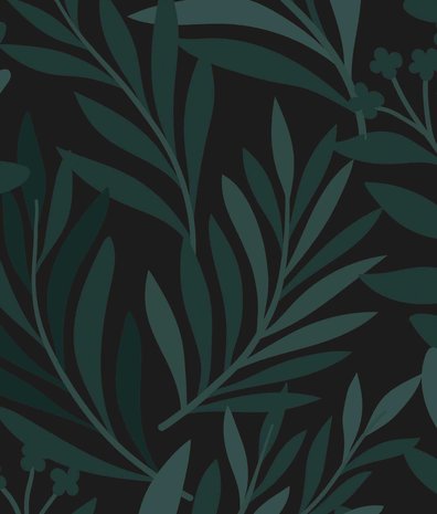 Bladeren behang Olive Serenity, groen, afwasbaar