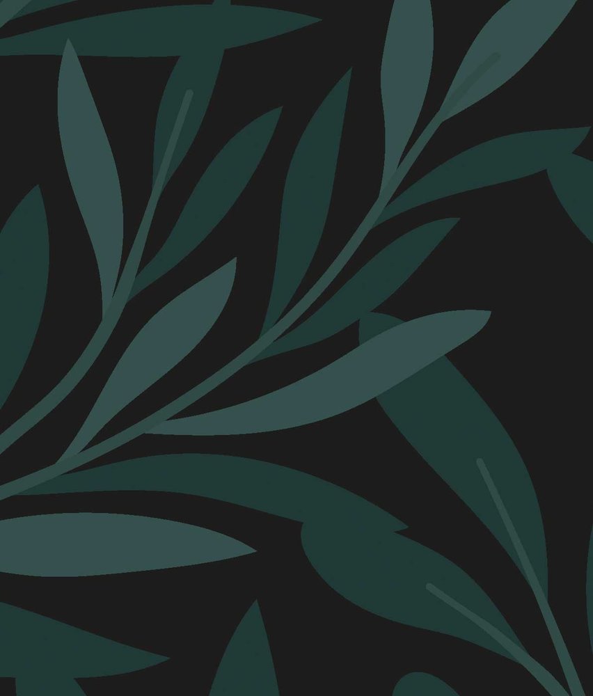 Bladeren behang Olive Serenity, groen, afwasbaar