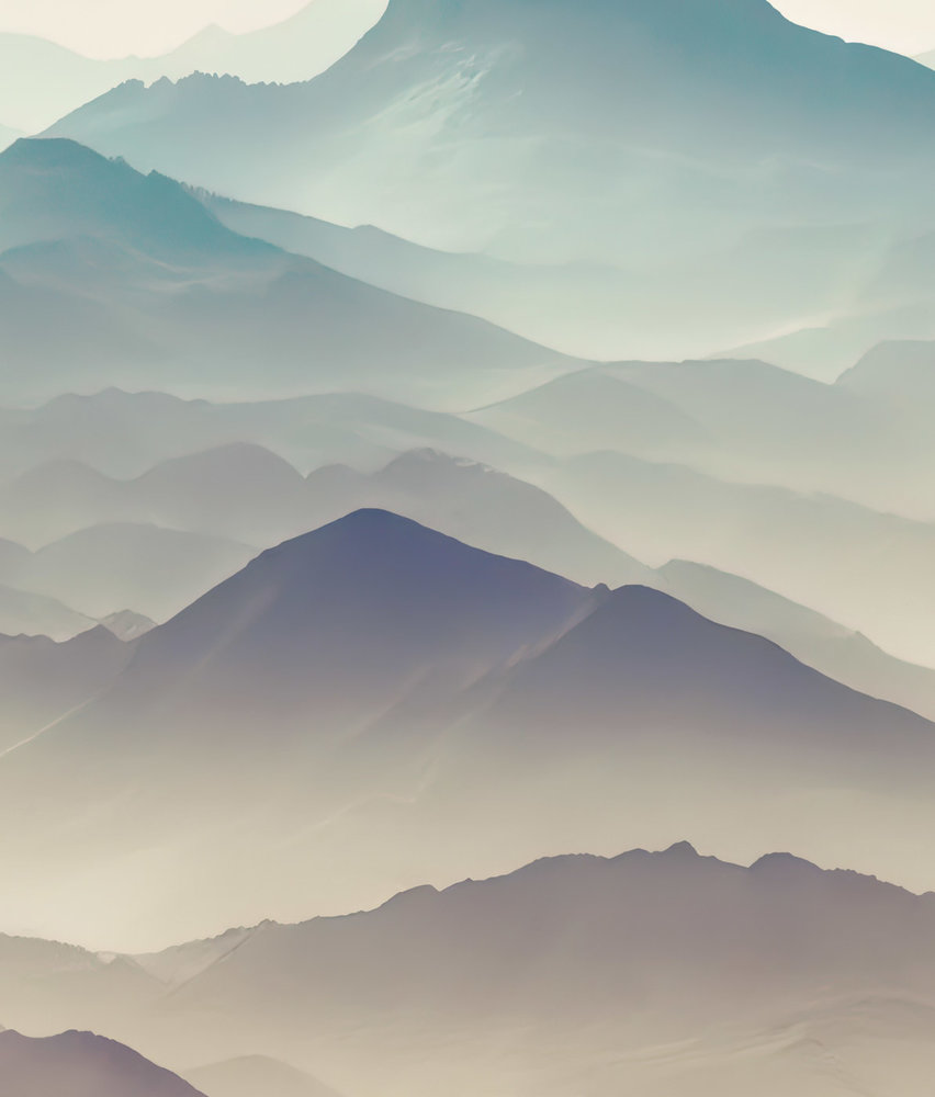 Berge Tapete Misty Peaks, blau, waschbar Berge Tapete Misty Peaks, blau, waschbar
