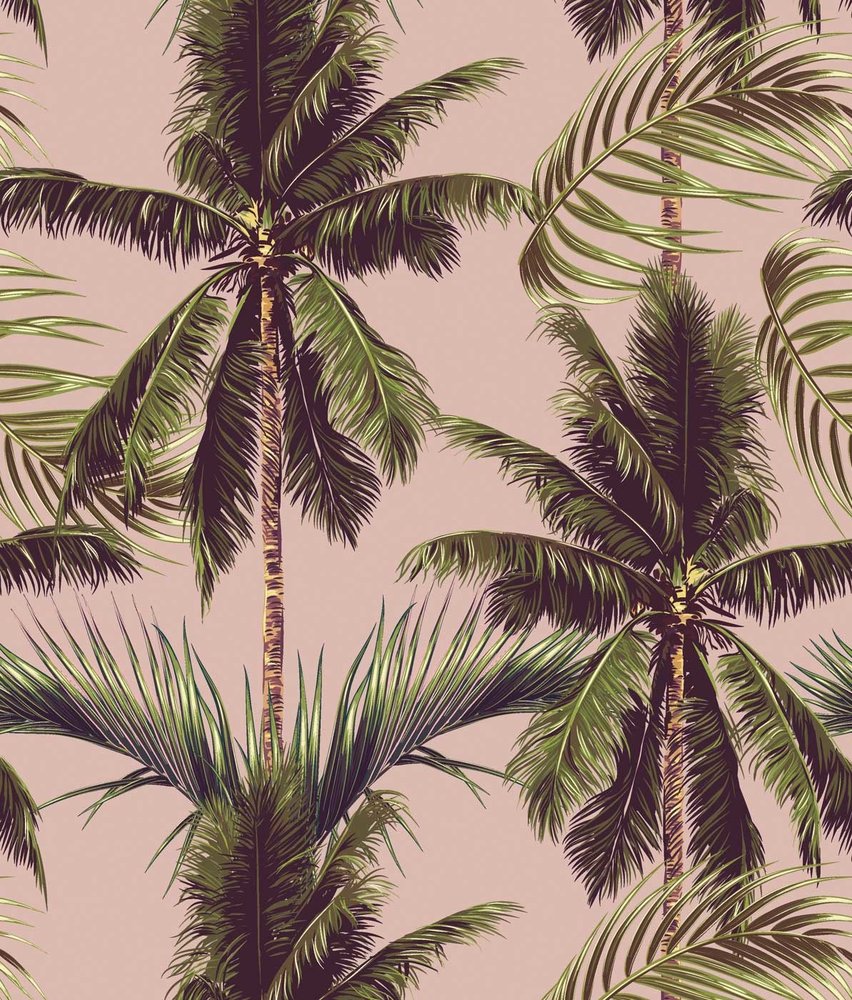 Palm behang Perfect Palm Delight, roze, afwasbaar