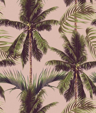Palm behang Perfect Palm Delight, roze, afwasbaar