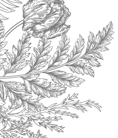 Blumentapete Vintage Blossom, schwarz-weiß, waschbar