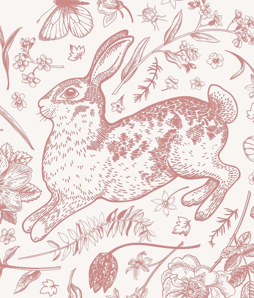 Kindertapete Blushing Rabbit Dream, rosa, waschbar Kindertapete Blushing Rabbit Dream, rosa, waschbar