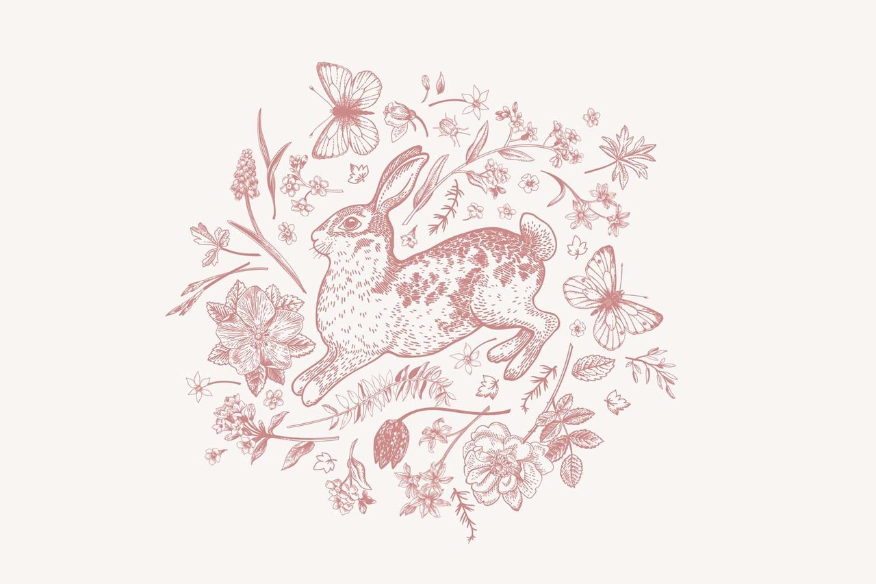 Children's wallpaper Blushing Rabbit Dream, pink, washable Children's wallpaper Blushing Rabbit Dream, pink, washable
