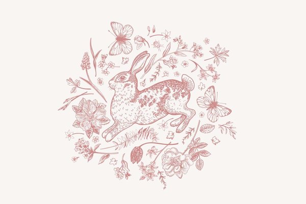 Kindertapete Blushing Rabbit Dream, rosa, waschbar Kindertapete Blushing Rabbit Dream, rosa, waschbar