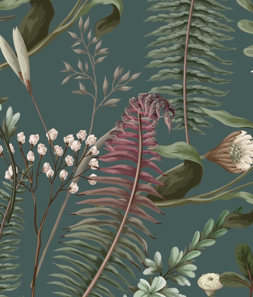Bladeren behang Botanic Delight, groen, afwasbaar Bladeren behang Botanic Delight, groen, afwasbaar