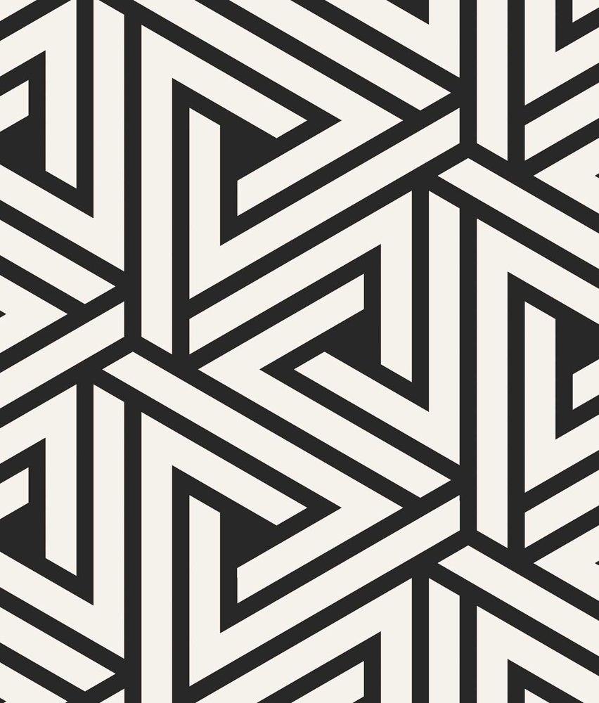 Grafische Tapete Monochrome Maze, schwarz-weiß, waschbar Grafische Tapete Monochrome Maze, schwarz-weiß, waschbar