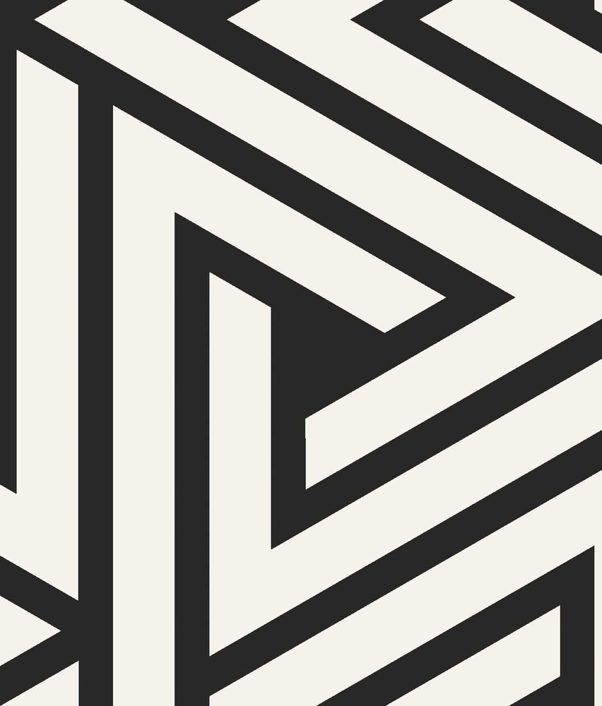 Grafische Tapete Monochrome Maze, schwarz-weiß, waschbar Grafische Tapete Monochrome Maze, schwarz-weiß, waschbar