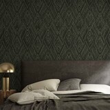 Vintage behang Tribal Harmony, zwart, afwasbaar Vintage behang Tribal Harmony, zwart, afwasbaar