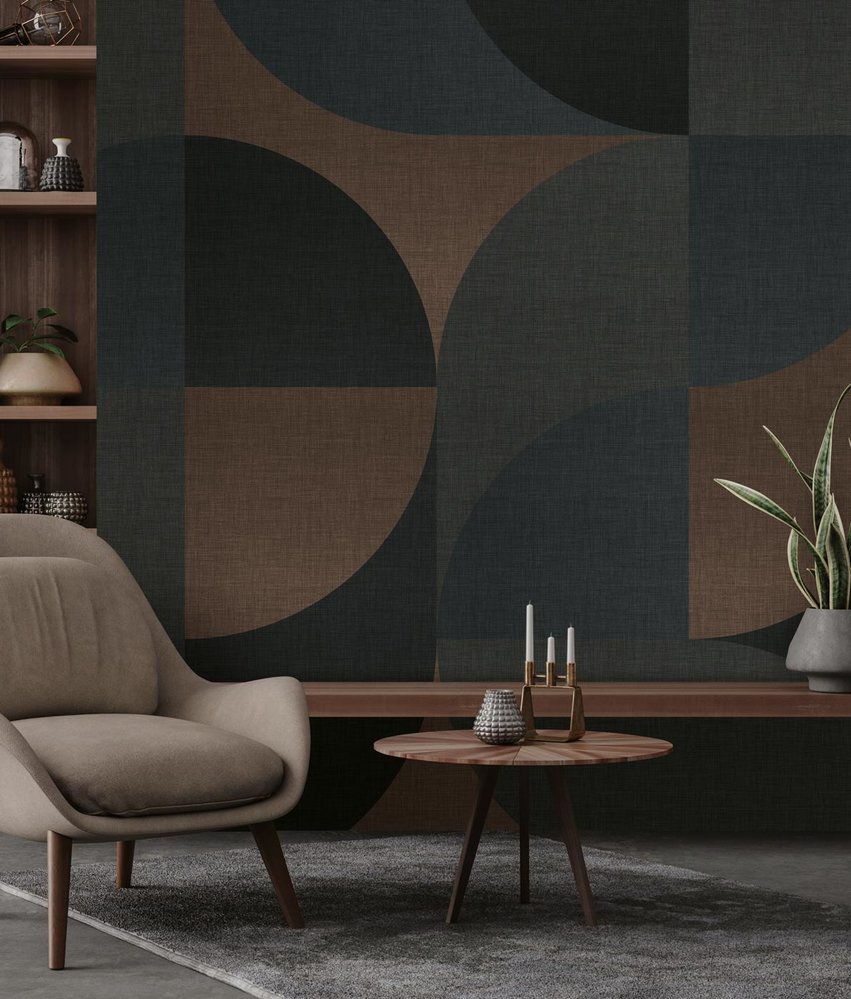 Retro behang Midcentury Shades, grijs, afwasbaar