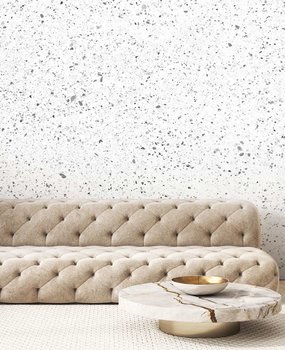 Natuursteen behang Terrazzo Bliss, wit, afwasbaar Natuursteen behang Terrazzo Bliss, wit, afwasbaar