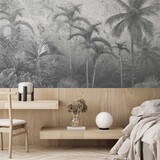 Palm behang Jungle Shadows, grijs, afwasbaar Palm behang Jungle Shadows, grijs, afwasbaar