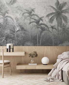 Palm behang Jungle Shadows, grijs, afwasbaar Palm behang Jungle Shadows, grijs, afwasbaar
