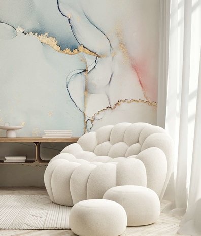 Marmer behang Joyful Marble Delight, afwasbaar Marmer behang Joyful Marble Delight, afwasbaar