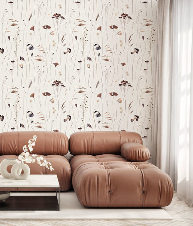 Blumentapete Meadow Serenity, beige, waschbar Blumentapete Meadow Serenity, beige, waschbar