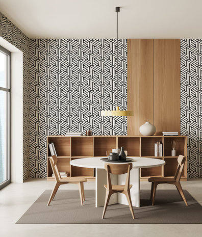 Grafische Tapete Monochrome Maze, schwarz-weiß, waschbar Grafische Tapete Monochrome Maze, schwarz-weiß, waschbar