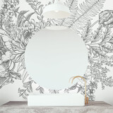 Bloemen behang Vintage Blossom, zwart-wit, afwasbaar Bloemen behang Vintage Blossom, zwart-wit, afwasbaar