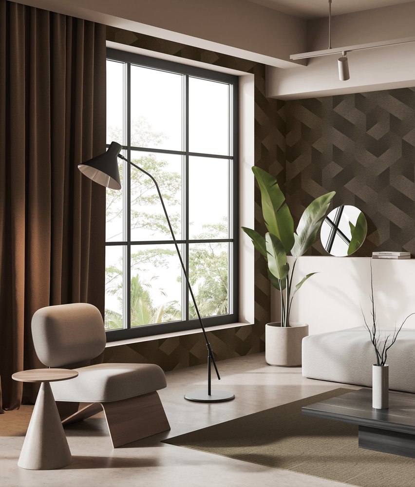 Abstract wallpaper Espresso Chevron, brown, washable Abstract wallpaper Espresso Chevron, brown, washable