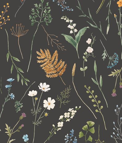 Blumentapete English Garden Delight, grau, waschbar Blumentapete English Garden Delight, grau, waschbar