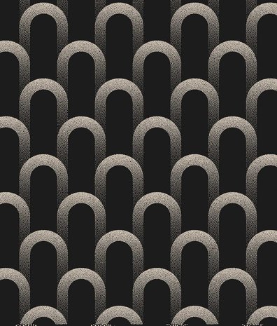 Retro behang Abstract Archways, zwart, afwasbaar