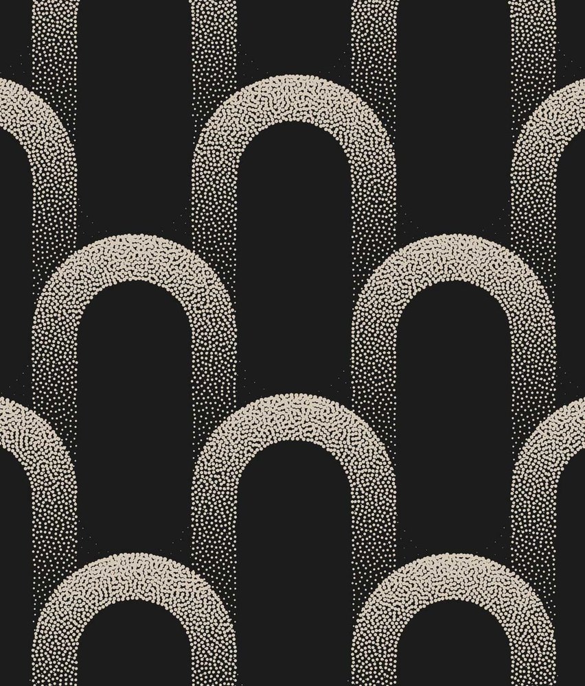 Retro wallpaper Abstract Archways, black, washable