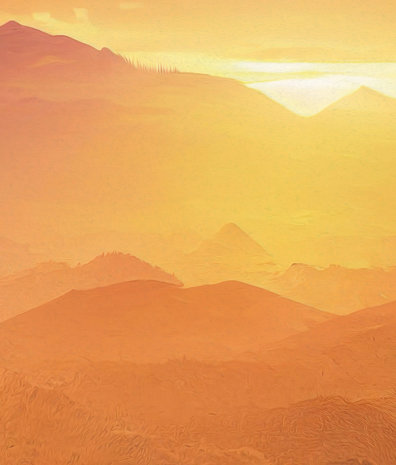 Landschap behang Summit Twilight Glow, afwasbaar Landschap behang Summit Twilight Glow, afwasbaar