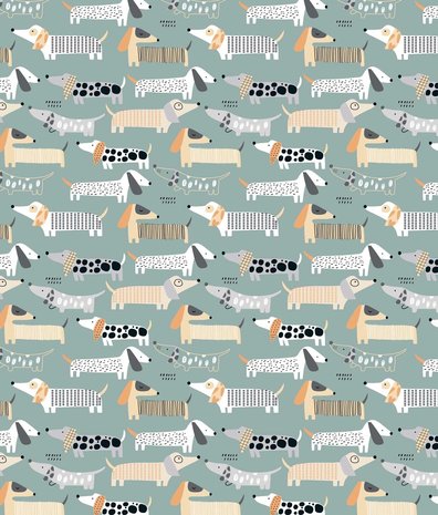 Children's wallpaper Doggie Dream, blue, washable Children's wallpaper Doggie Dream, blue, washable