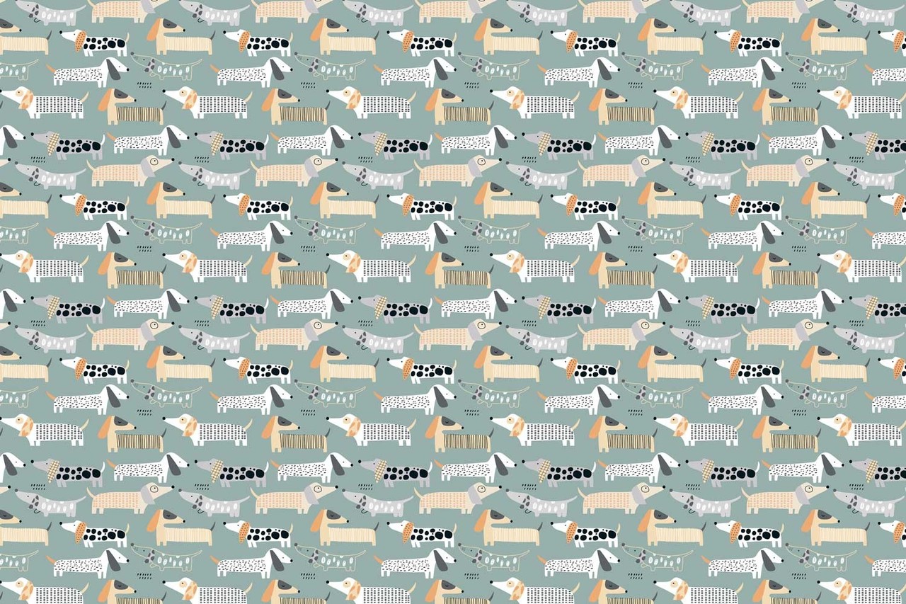 Kinderbehang Doggie Dream, blauw, afwasbaar Kinderbehang Doggie Dream, blauw, afwasbaar