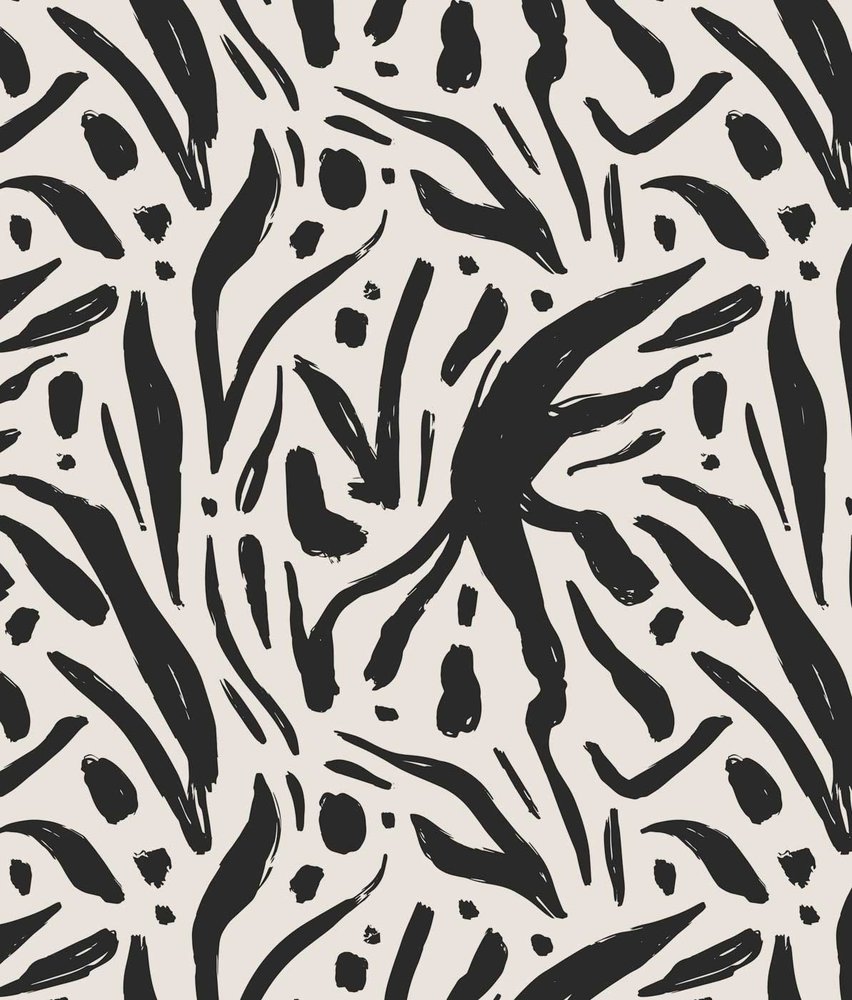 Graphic wallpaper Monochrome Blossom, black & white, washable