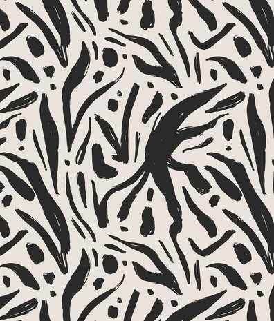 Graphic wallpaper Monochrome Blossom, black & white, washable