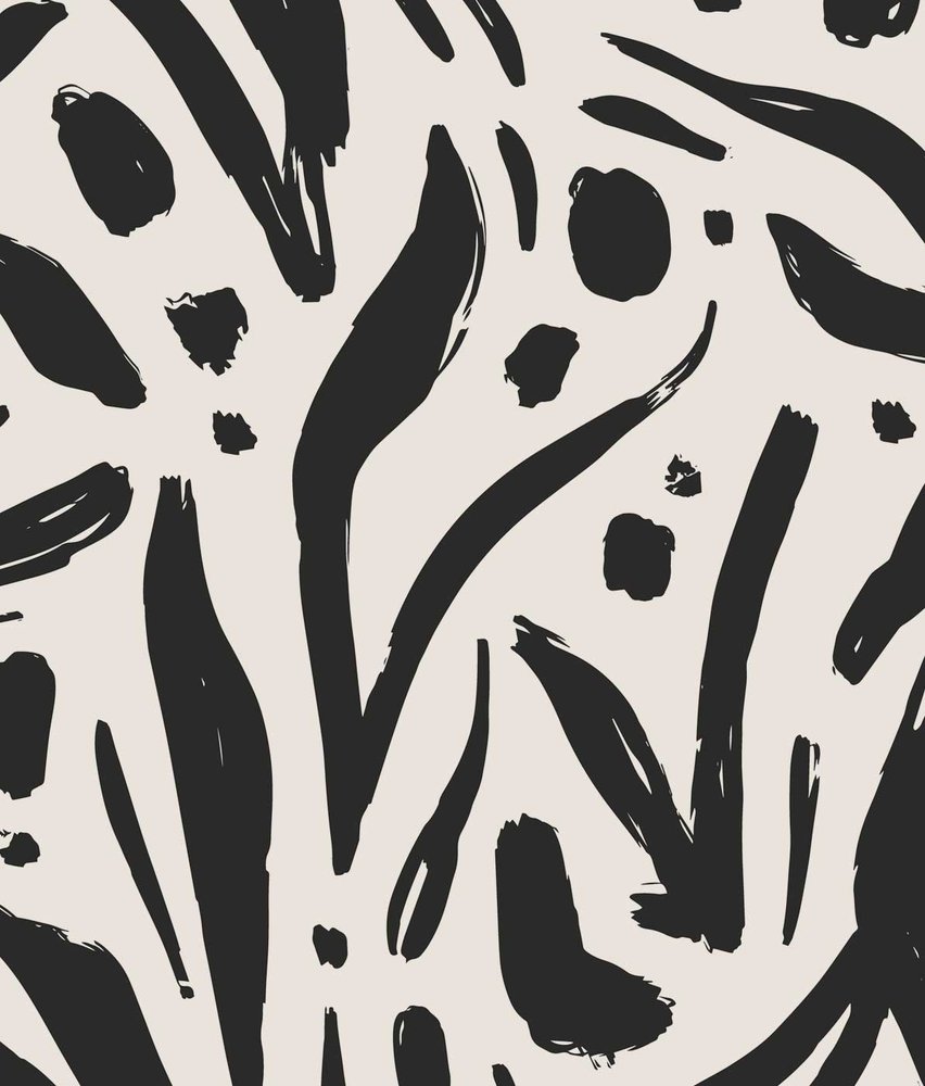 Graphic wallpaper Monochrome Blossom, black & white, washable